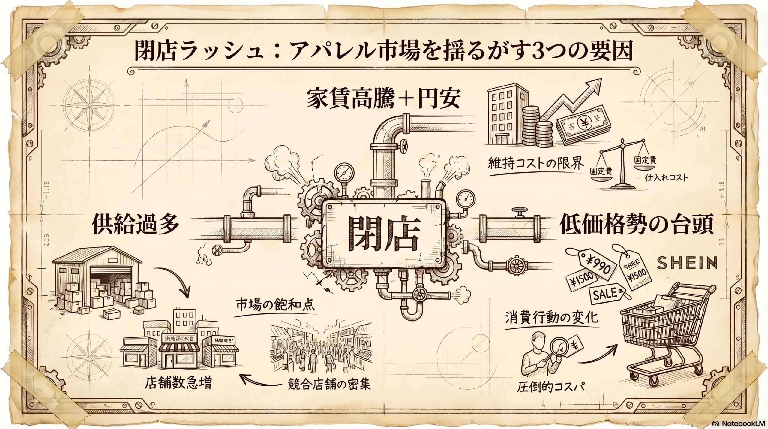 閉店ラッシュの3つの構造的理由を図解したインフォグラフィック