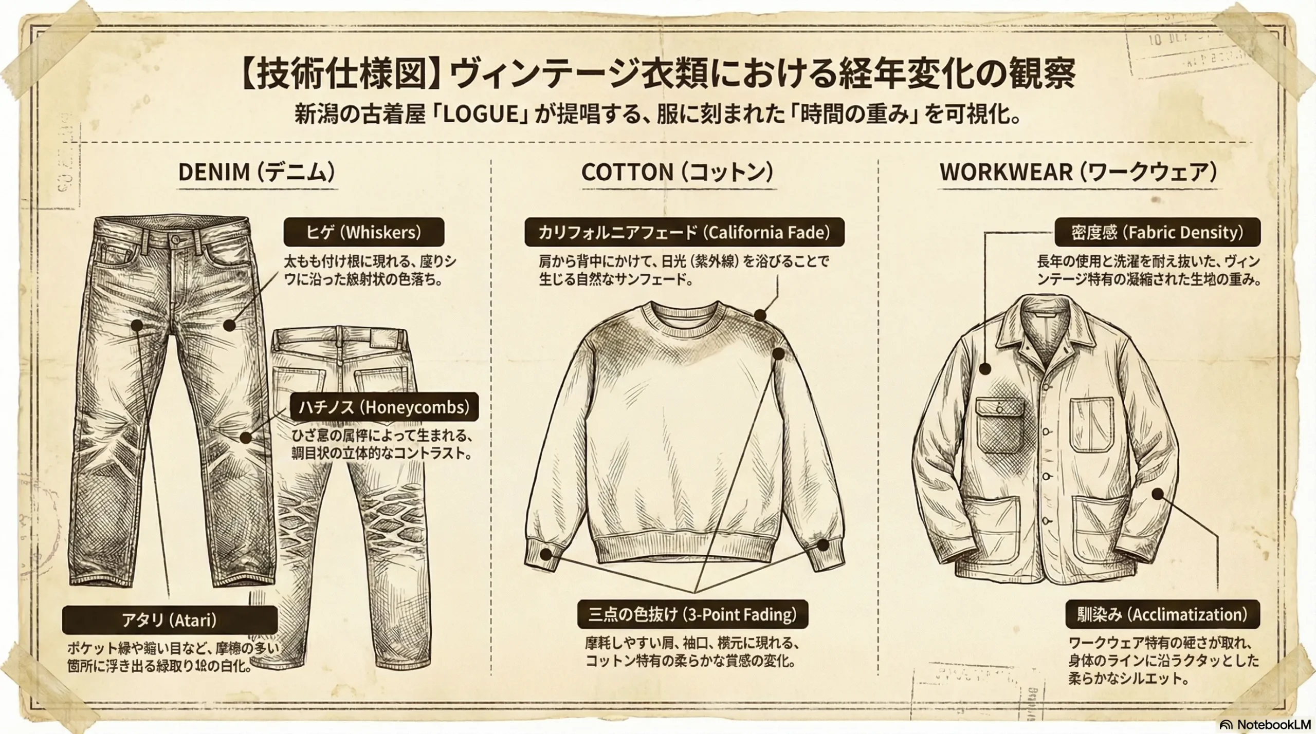 素材別のフェード感の特徴を比較したインフォグラフィック