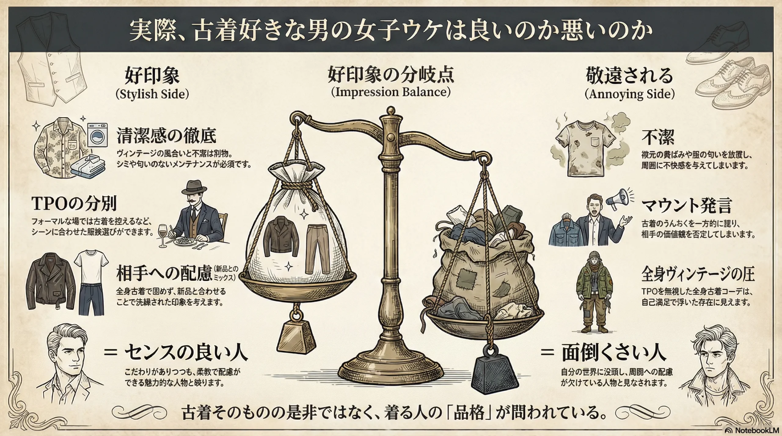 古着好きな男の女子ウケの実態を図解したインフォグラフィック