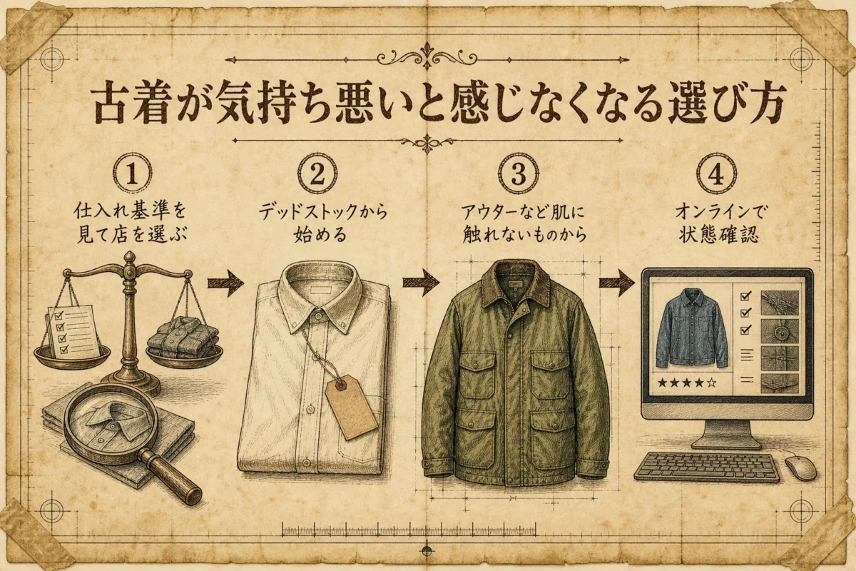 古着が気持ち悪いと感じなくなる選び方のインフォグラフィック