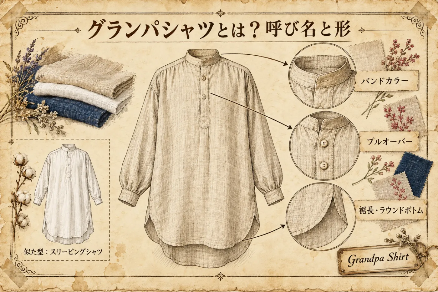 グランパシャツとは?呼び名と形の図解